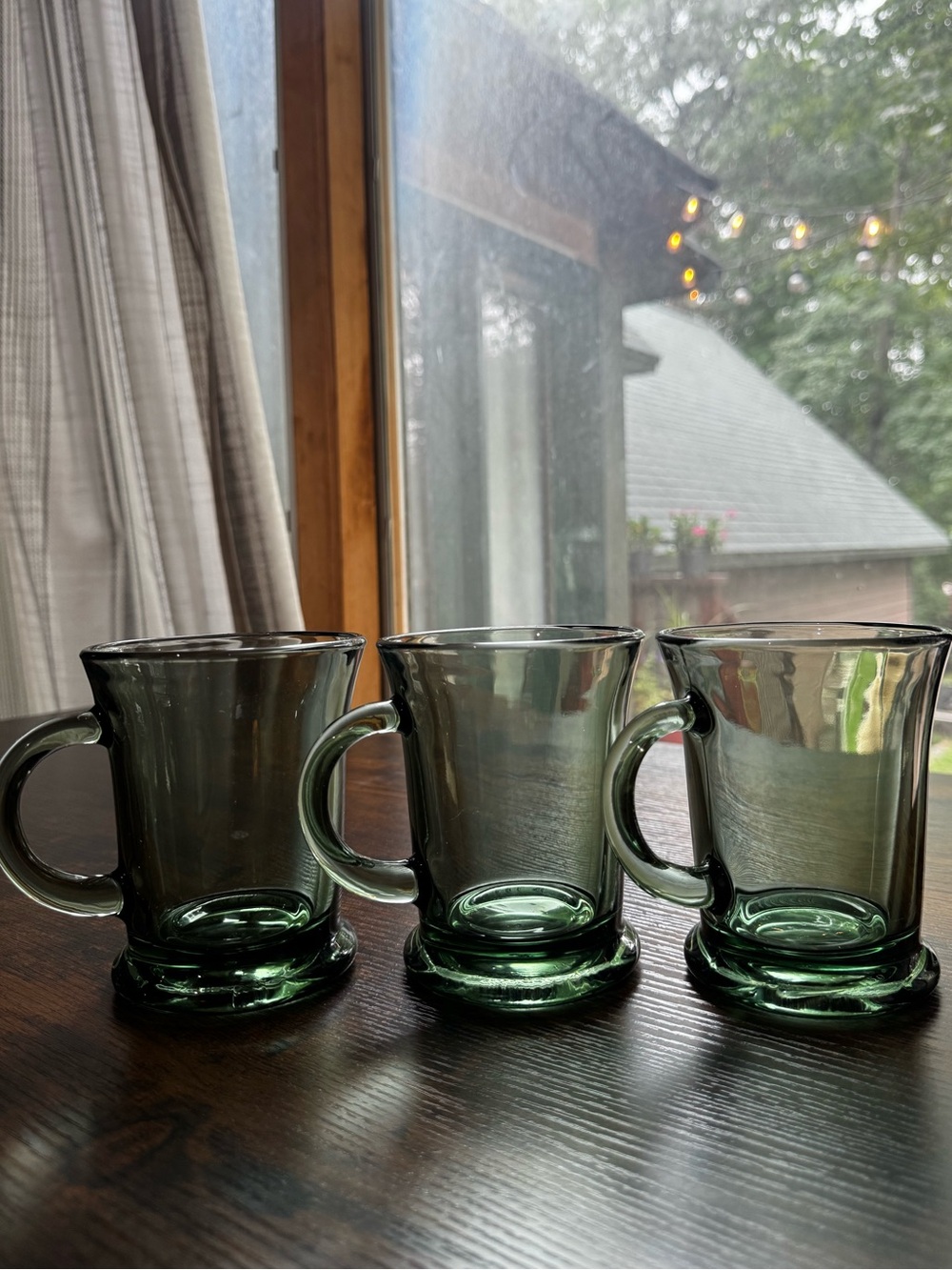 Vintage Anchor Hocking Fern Green Footed Coffee Mugs Set of 3